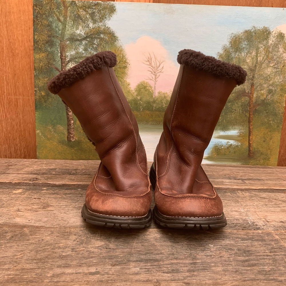 leather brown uggs with buckles!